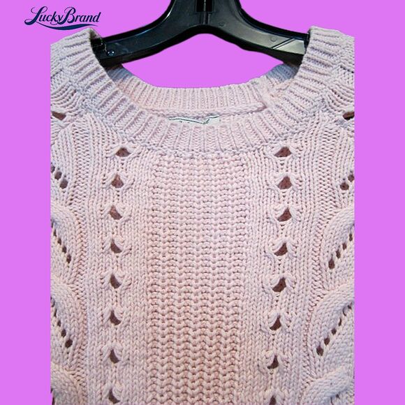 Lucky Brand NEW Cable Knit Crew Neck Sweater Top S - Picture 6 of 12